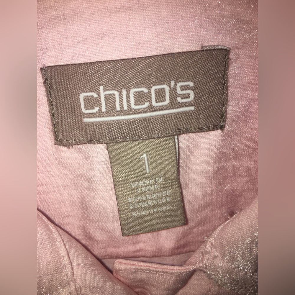 Chico’s | Women’s Pale Pink Shimmer Button Down Jacket - Picture 3 of 13